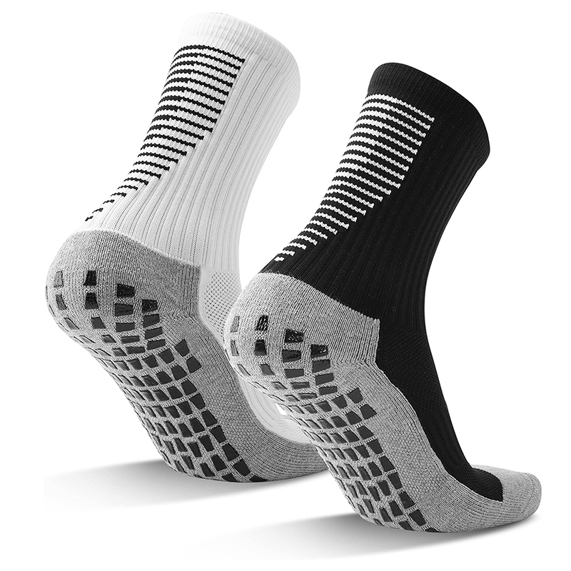 Helle, rutschfeste Fußballsocken aus Jacquard