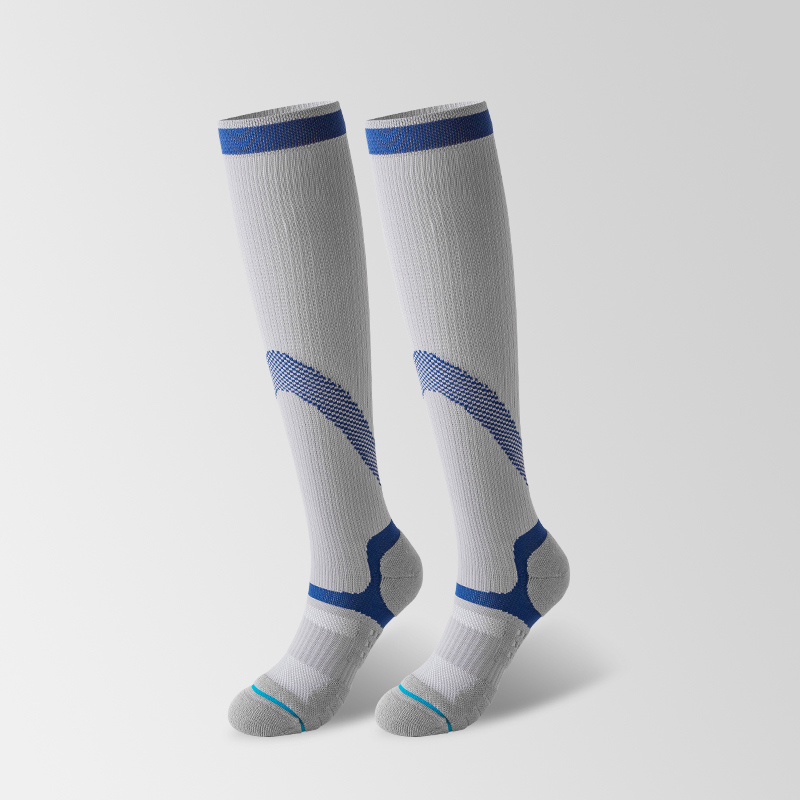 Helle Outdoor-Kompressionssocken für den Radsport aus Jacquard