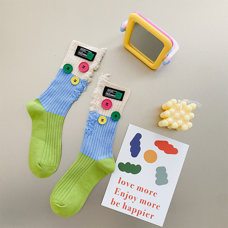 Geknöpfte Bettler-Farbblocksocken